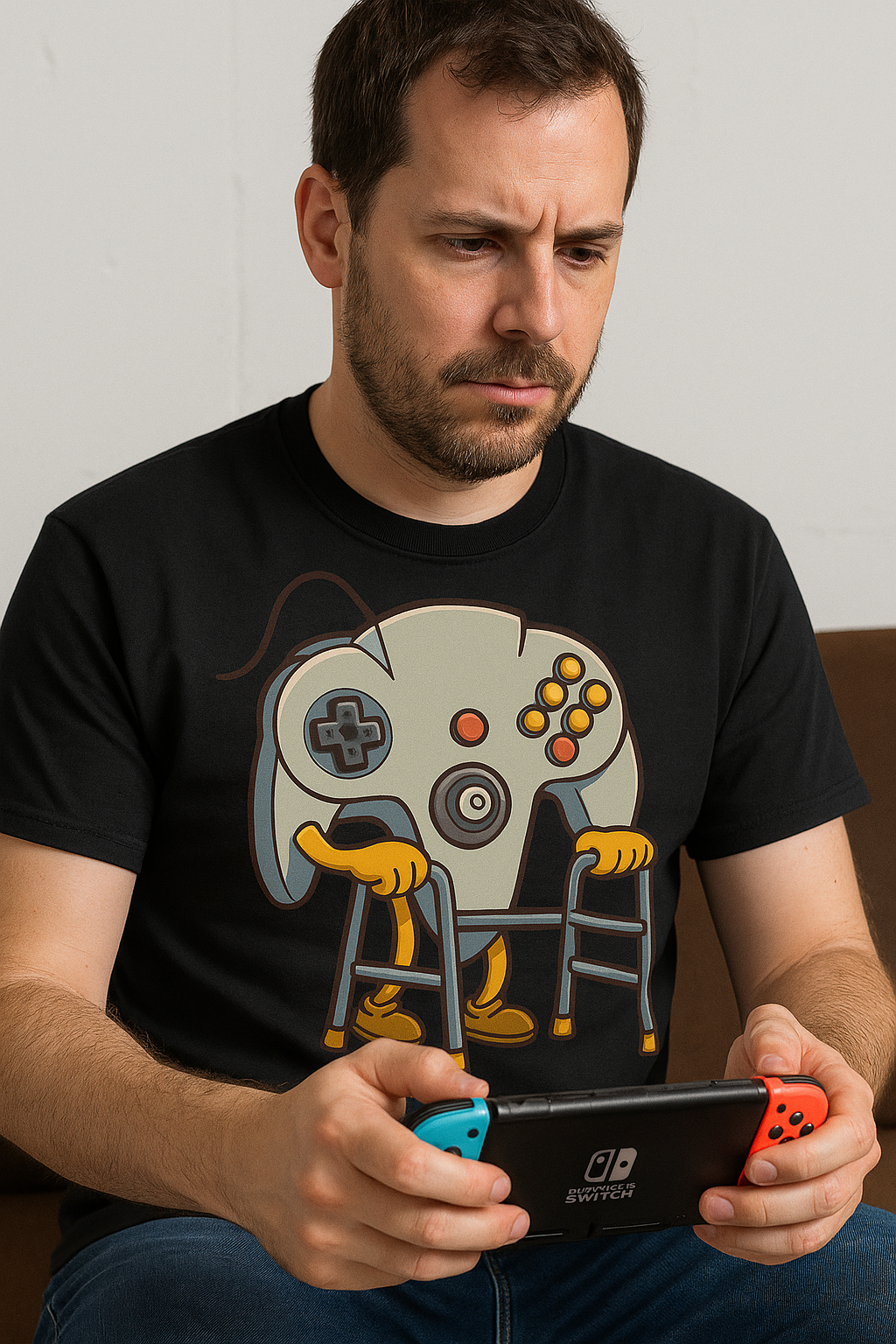 Retro Game Controller Elderly Cartoon T-Shirt